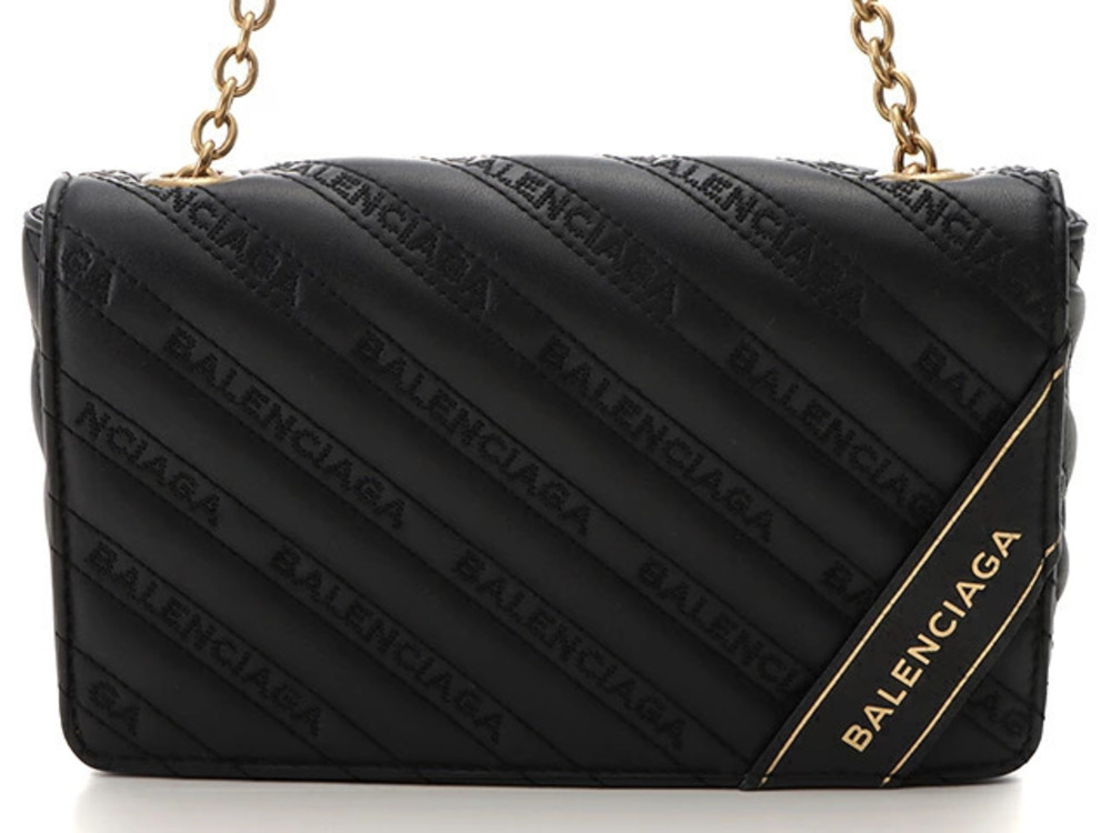 Balenciaga Chain Shoulder Bag Black Calfskin